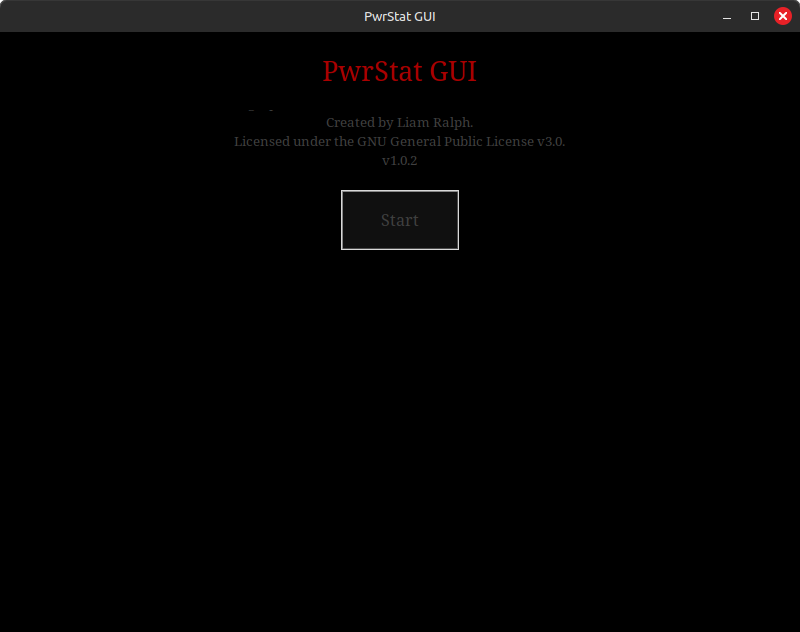 Opening Window of PwrStat GUI